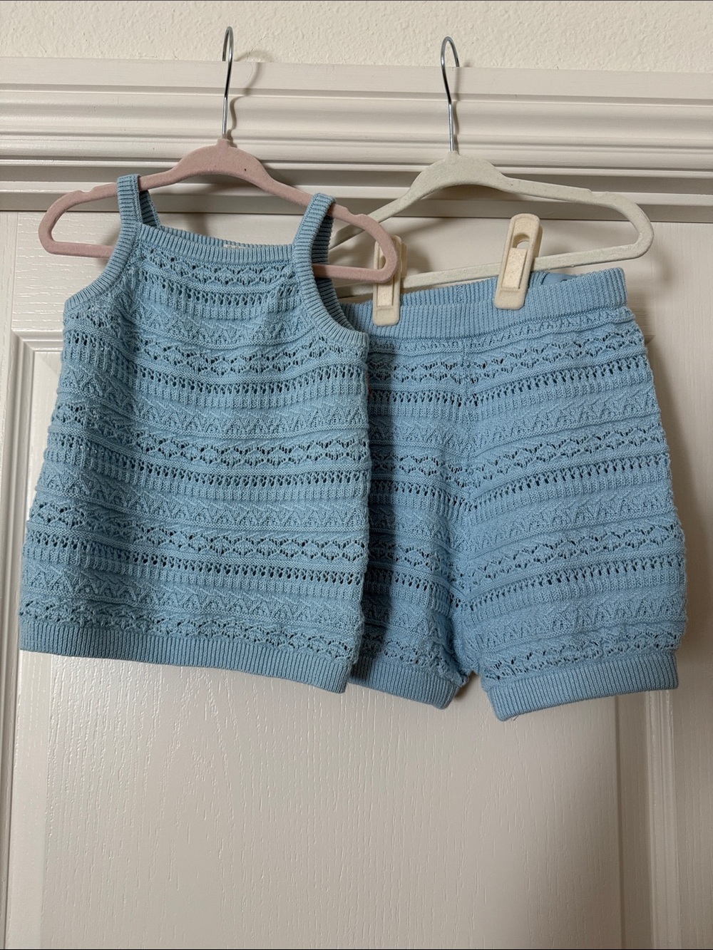 H&M Adorables Blue Knit Tank & Shorts Set